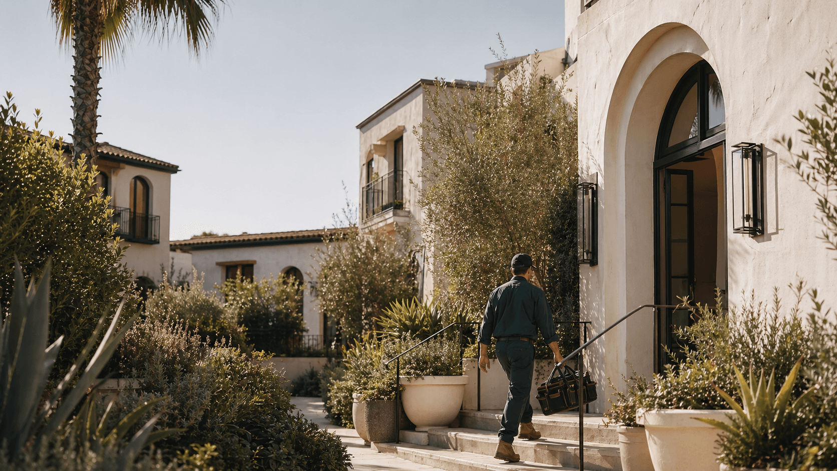 Prepared home service arrival at a landscaped Lakewood residence